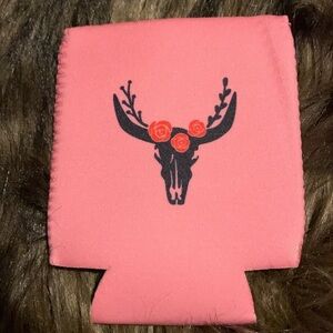Cowgirl cozies cow skull with flowers pink with reddish roses